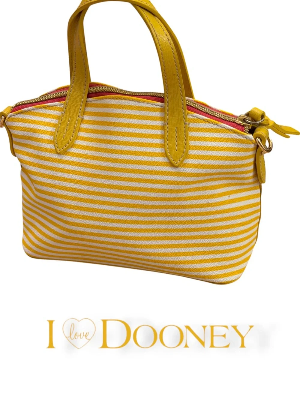 Dooney & Bourke Yellow/White Striped Sullivan Bitsy Satchel - Like New!
